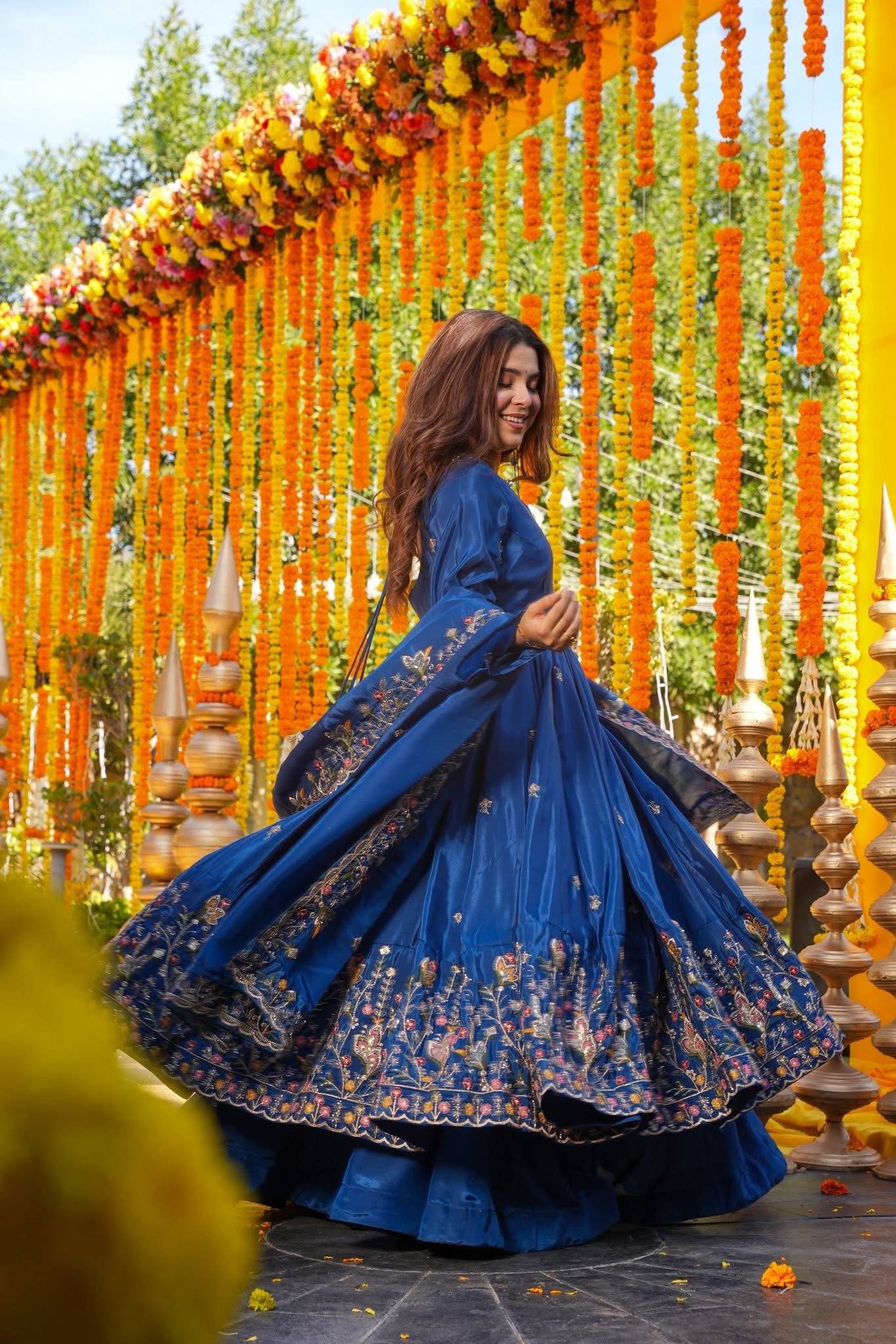 The Radiant Mustard Botanical-Hem Anarkali